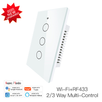 tuya WIFI RF مفتاح الضوء الذكي مع محايد ، 3 عصابات